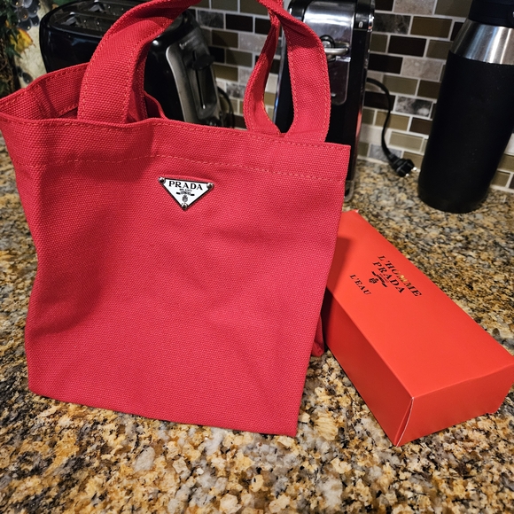 Prada Handbags - Prada Scarlet Canvas Mini Tote